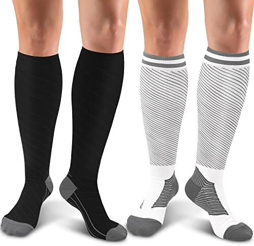 Чорапи за компресија од 30-40mhg за мажи и жени со циркулација-колено високи чорапи за поддршка, пешачење, трчање, фудбал