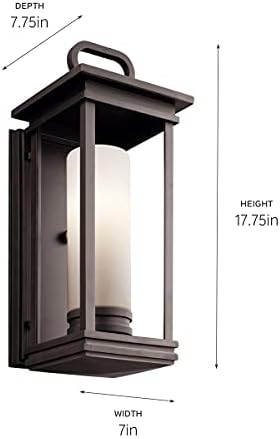 Кихлер Јужна надеж 17,75 1 светло на отворено wallидно светло со сатен гравирана обвиткана опал стакло во нанесена бронза