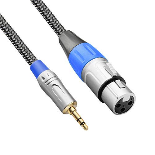 Tisino XLR до 3,5 mm микрофон кабел, XLR женски до 1/8 инчен микро кабел за камери, камери DSLR, уред за снимање на компјутер и повеќе -
