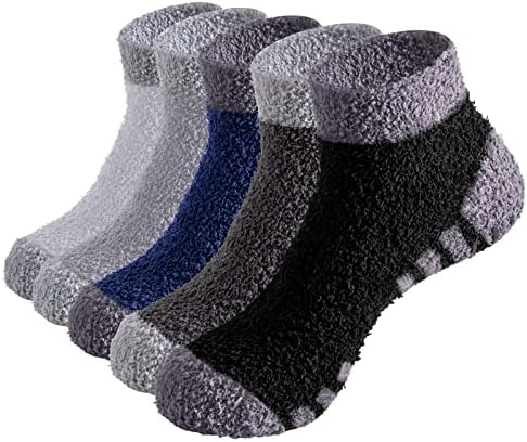 Јуеџ Менс Нејасни Чорапи Со Влечки Пријатни Меки Чорапи Нелизгачки Зимски Топли Чорапи За Машка Големина 6-9 9-11, 5 Пара/Пакување