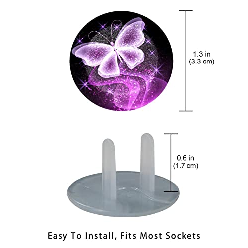 Обвивки на приклучокот за излез 24 пакувања, заштитник на приклучоци од пурпурна пеперутка, пластични приклучоци со 2-погрозени за електрични