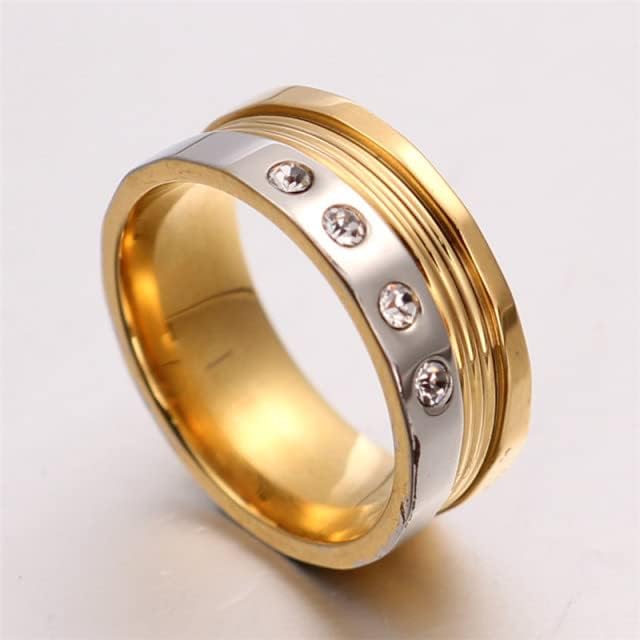 Колезо 8мм 316L прстени за мажи жени четири прстен за ангажман на прстен за прстен на прстен од кристал 8мм-69356