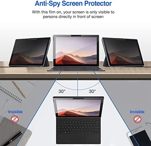 Заштитник на екранот за приватност на Procase за Surface Pro 7 Plus, Pro 7, Pro 6, Pro 5, Pro 4 пакет со тастатура за тастатура за