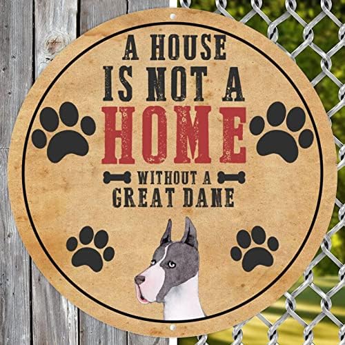 Смешно Куче Метал Калај Знак Куќа Не Е Дом Без Голема Данска Закачалка За Врата За Кучиња Со Цитат За Кучиња Ретро Метален Постер