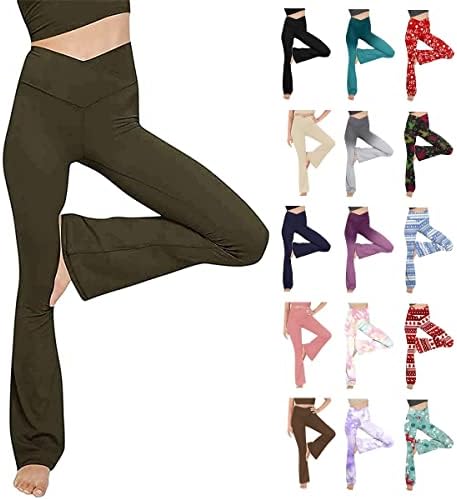 usecee flare јога панталони за жени со високи половини против вкрстени хеланки тренинзи панталони широки панталони за тренингот за нозе