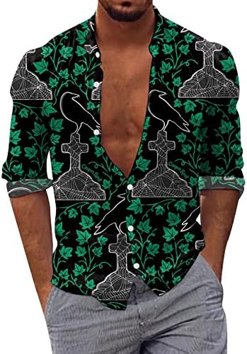 Хекс-лекови за машко копче XXBR, кошули, Ноќта на вештерките, графички мачки за печатење на мачки, вртење на јака од хавајски кошула со долги ракави на плажа врвови