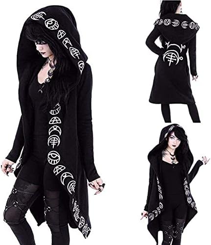 DiffStyle Women Moon Gothic Witchcraft Pank Vintage Casual Days Holdies Врвна џемпер