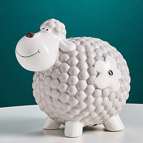 Леп овци свинче банка, керамика со голем капацитет за деца со цртан филм за деца, украси за украсување на мебел 1114C
