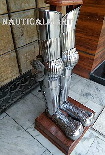 Средновековен приказ на оклоп со целосна нога дрвени штандови - кафеава