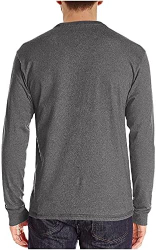 Менс Долги ракави Хенли кошули Обични цврсти лесни врвови со тенок фит спандекс измешана маица со маица