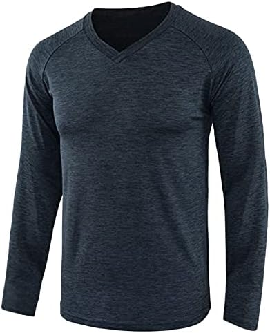Машки обичен долг ракав Раглан врвови преголем V на вратот обичен џемпер плус големина тенок мускулен кошули основен пуловер