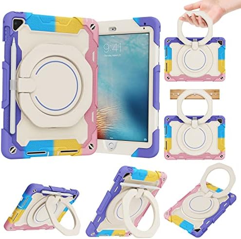 Таблет компјутер случај за деца за деца за iPad 9.7 2018/2017 / AIR 1/2 / Pro 9,7.360 ° ротаторна рачка за штанд со три-во-еден,