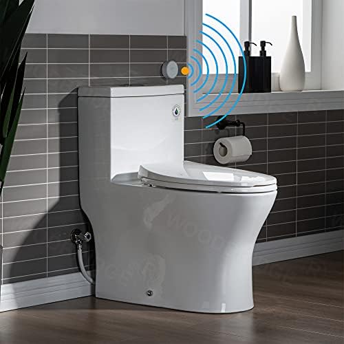 Вудбриџ Допир тоа тоалетот, двојно испирање издолжено едно парче тоалетно со меко затворено седиште, висина на удобност, смисла на вода, високо-ефикасност,