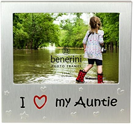 Бенерини „Ја сакам мојата тетка“ - Подарок за рамка за слики - 5 x 3,5 - Подарок за сребрена боја од алуминиум за неа