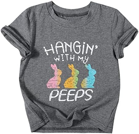Бебе девојки Велигденска кошула виси со мојата кошула за epиркања смешна зајачка графичка графичка мета, обична зајаче кратка ракав за кратки