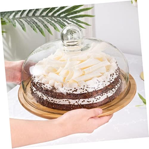 Викаски 1 сет торта за приказ на торта држач за чаши со капаци за колачиња со капаци со капаци за торта со торта, дрвена торта штанд