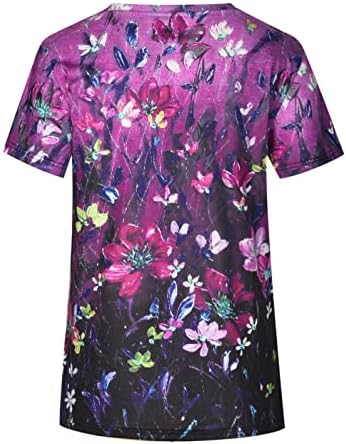 Салон маици за жени лето есен кратки ракави vneck цветни печатени блузи маички девојки облека земја концерт 8V