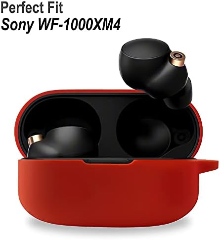 Гејомо силиконски носат куќиште компатибилен со Sony WF-1000XM4, преносен шок отпорен на шок со карабинер