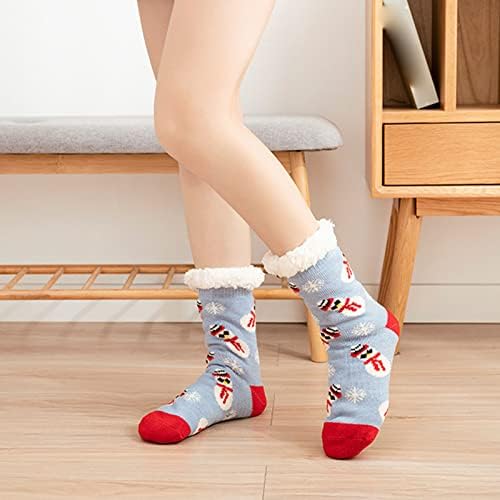 Bmisegm Девојки чорапи 6 години дами Божиќни топли печатени подни чорапи меки топло средно чорапи чорапи стари 6-8 години