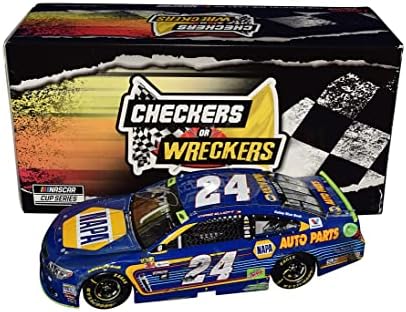 Автограмиран 2017 Chase Elliott 24 Checkers Checking Trace или Reckers Raced верзија потпишан Лионел 1/24 скала на NASCAR Diecast Car со