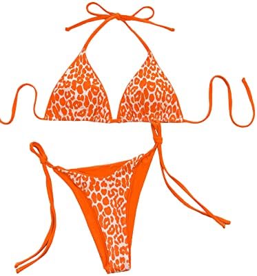 Soly Hux Women'sенски цветен принт за прием на Триаголник Триаголник Треј -страна на бикини костуми за капење 2 парчиња костими