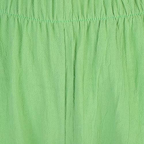 Зинински женски панталони еластични половини со проток на половината капри панталони за жени случајни летни буги ситни цврсти бои