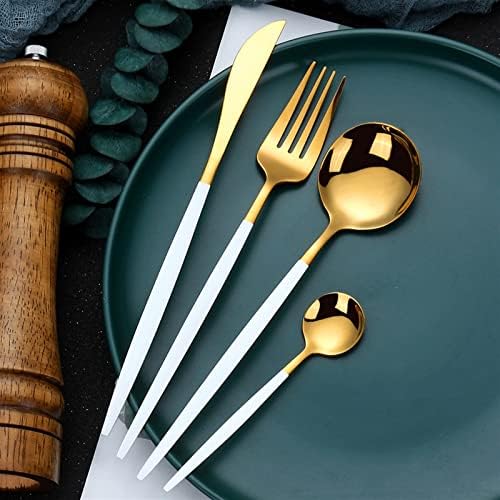 24/32 парчиња злато прибор за јадење сет од не'рѓосувачки челик вилушка лажица лажица сет црна кујна прибор за кујнски прибор за огледало