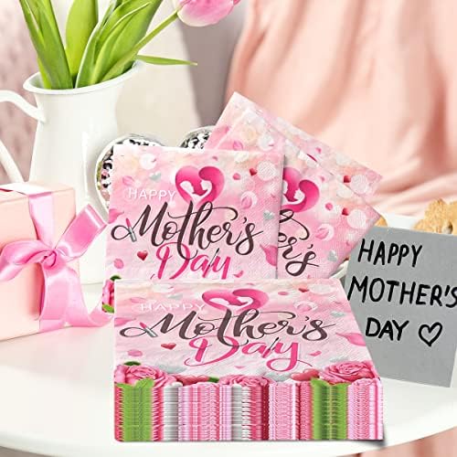 Среќен Ден На Мајката Забава Материјали, 40 ПАРЧИЊА Хартија Салфетки Мајка Ден, Акварел Розова Цвет Мајка Вечера Декорација За Најдобра