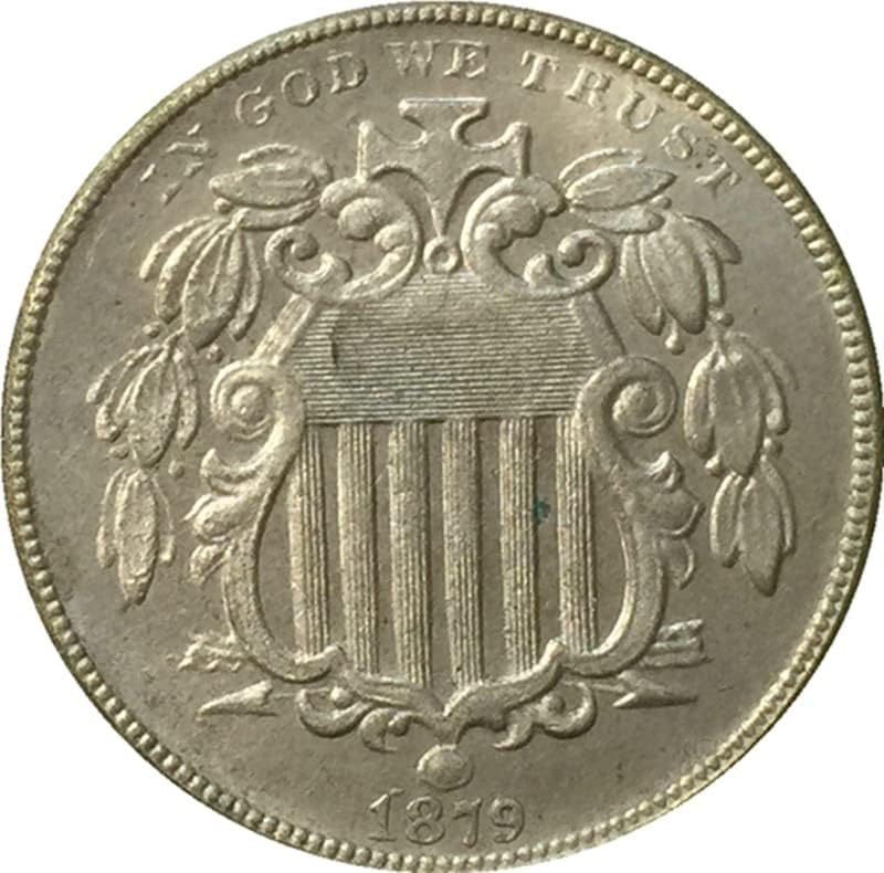 20. 5ММ1879 Американски Никел Монета Никел-Направени Монети Антички Занаети Странски Комеморативни Монети