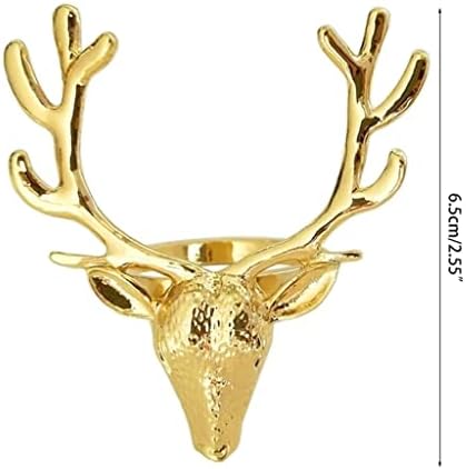 PQKDY 6PCS злато легура симпатична трајна деликатна глава креативна салфетка прстени за (боја: злато, големина