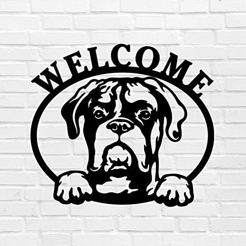 Alioyoit метал знак Персонализирано домашно милениче куче добредојден знак прилагодено метал добредојден знак рустикален метал scид