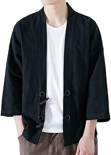 Јакни за мажи мода јапонски јуката обичен палто кимоно надвор од памук од памук лабави јакни