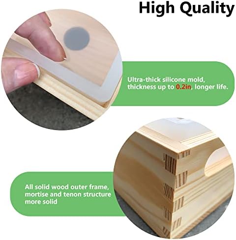 Тесен калап за сапун од правоаголник за сапун правење голема големина - 5L 176oz 11lb Голем правоаголник сапун од силикон - со дрвена кутија