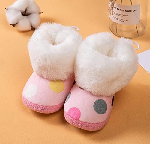 Бебе Полка точка чевли руно топли кратки чизми чевли мода печатење без лизгање голи чизми момчиња снег чизми