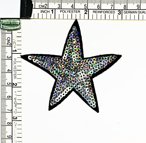 Кленплус 3 парчиња. Сребрени Светки Ѕвезда Морска Ѕвезда Цртан Филм Везено Железо На Шиење На Значка За Фармерки Јакни Капи Ранци