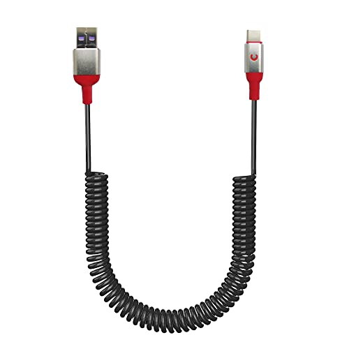 Кабел со USB Type C за автомобил, 66W Брз полнач кабел за повлекување USB A до USB-C полнач за полнач Краток USB-C кабел за полнење скалабилен