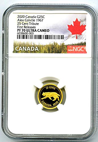 2020 CA Канада Лист од јавор 1/10 мл .9999 Доказ за злато Алекс Колвил 1967 Bobcat POP4 G25C PF70 UCAM NGC