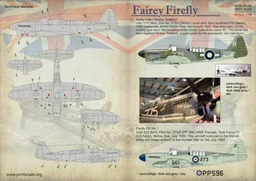 Печатење скала 48-058 - 1/48 Fairey Firefly Wetal Decal Aircraft