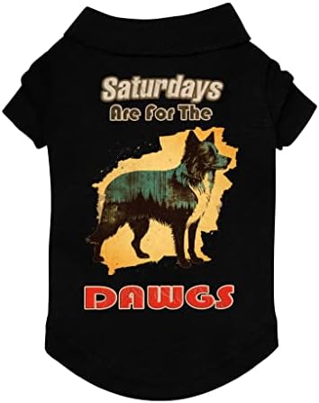 Поло кошула за кучиња за печатење на животни - маица за гроздобер кучиња - графичка облека за кучиња - црна, L