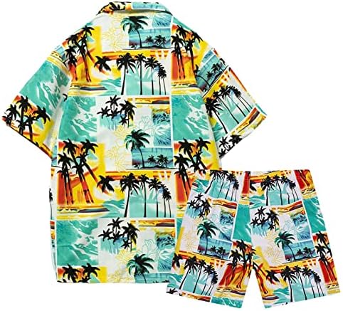 Мажите шарени кратки сетови 2 парчиња летни летни копче надолу со кратки ракави за кратки ракави и шорцеви поставени костуми за патеки