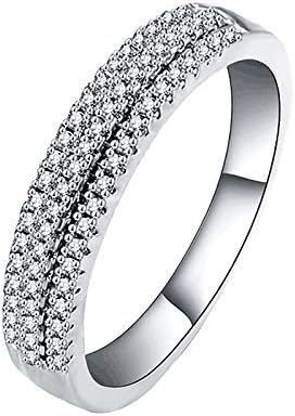 Fashionенски мода три реда дијамантски половина дијамантски двојка прстен со 5-10 прсти со прсти на прсти на гроздобер едноставен слатка слатка