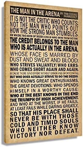 Теодор Рузвелт Постер платно платно Човекот во арената врамени цитати wallидни уметности ретро отпечатоци пост -мотивирачка
