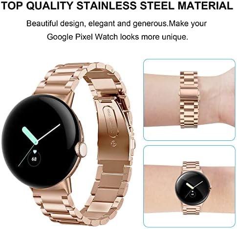 КИНГКИНГ Компатибилен За Google Pixel Watch Bands Метал, Без Јаз Од Нерѓосувачки Челик Метална Лента За Нараквици За Google Pixel Watch