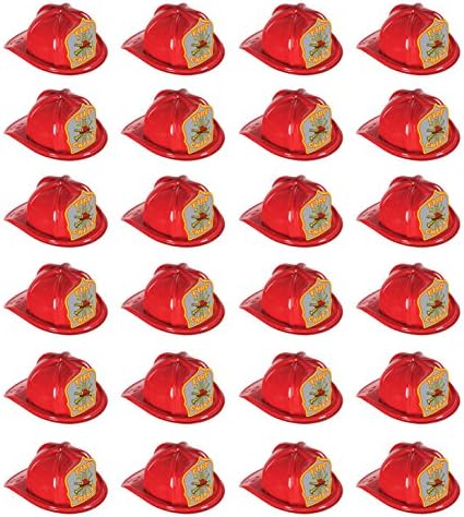 Beistle 66777-28 48 Парче Пластични Оган Главни Капи Со Средна Големина На Главата, Црвено