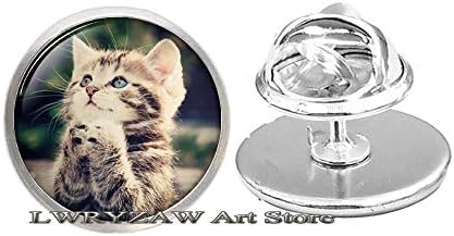 Брух со мачки, мачки пин, накит за мачки, шарм за мачки, стаклена фото уметност брош пин, едноставен брош, рачно изработен брош, М263