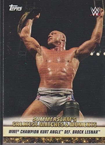 2019 Topps WWE SummerSlam Најголеми натпревари и моменти GM-23 8/24/03 Шампион Курт Англ деф. Трговска картичка Брок Леснар во борење