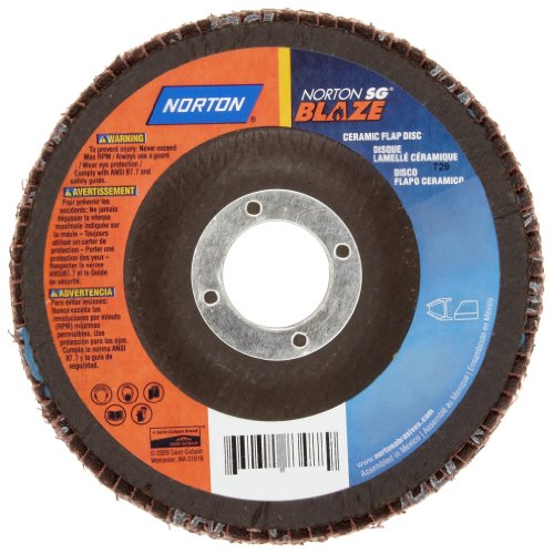 Нортон Блаже R980p Абразивен размавта диск, тип 29, навојна дупка, поддршка од фиберглас, керамички алуминиум оксид, 4-1/2 Дија., 60