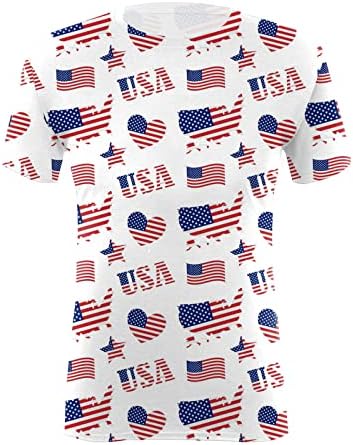 Кошули на 4 јули, женски маички со американско знаме, летни обични врвови, кратки ракави teвезди starsвезди ленти удобни лабави кошули