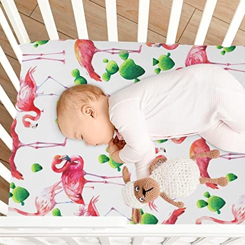 Бебе Пинк Фламинго кактус креветче за девојчиња за момчиња, листови за душеци за деца, садови за креветчиња, вграден лист 20246199