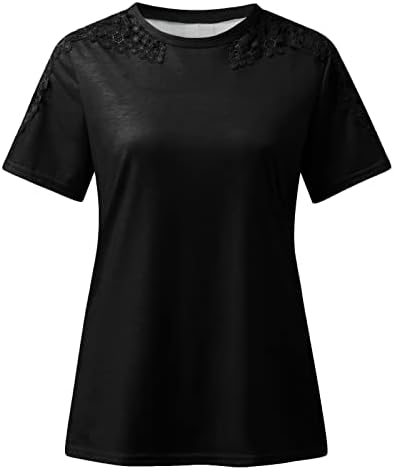 Women'sенски плус големина врвови на екипажот на вратот од вратот од кратки ракави кошули слатки летни обични маици лабави вклопени фустани блузи